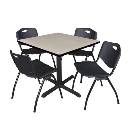 Cain Cain Square Table & Chair Set, Wood, Metal, Plastic Top, Maple TB4242PL47BK
